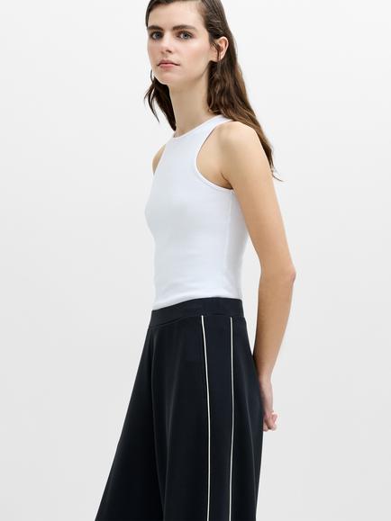 French Connection Wren Side Stripe Wide Leg Joggers, Grey/Cream - view 2, Grey/Cream