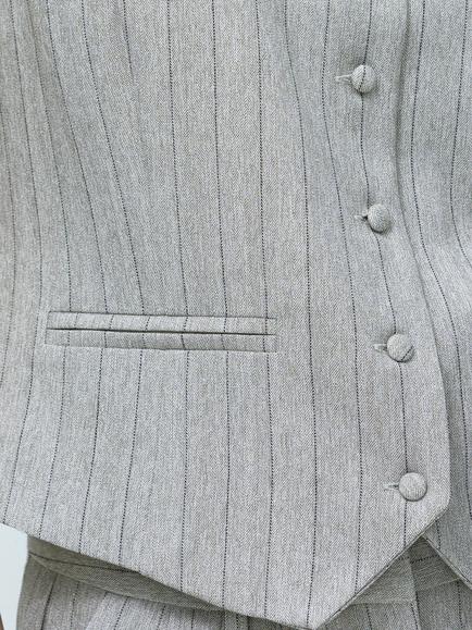 French Connection Enya Striped Waistcoat, Grey Stripe - view 2, Grey Stripe