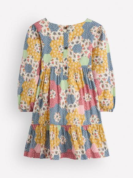 Mini Boden Kids' Celia Wing Sleeve Patchwork Print Dress, Multi - view 2, Multi