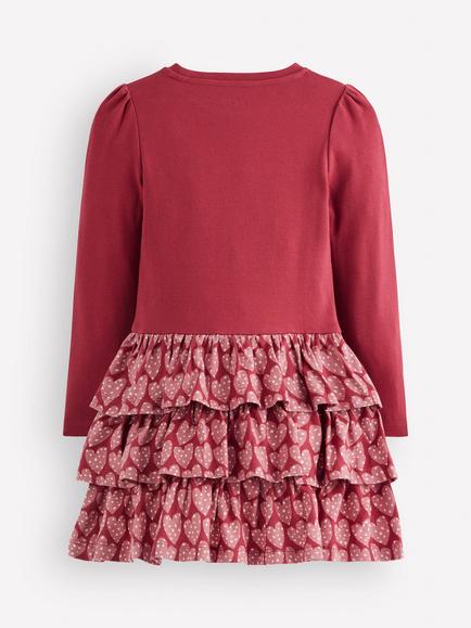 Mini Boden Kids' Cora Cotton Jersey Ra-Ra Dress, Red/Multi - view 2, Red/Multi
