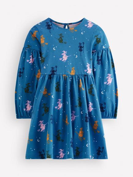 Mini Boden Kids' Madeline Cotton Blouson Sleeve Dress, Multi, Multi