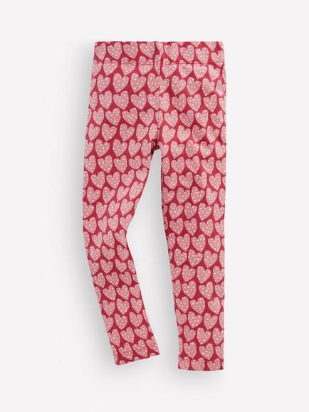 Mini Boden Kids' Fun Heart Print Leggings, Red/Multi, Red/Multi