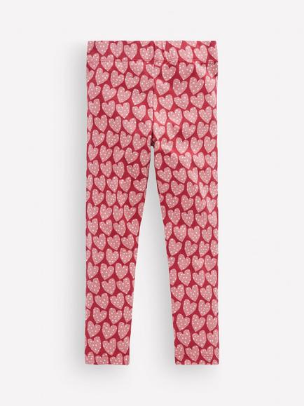 Mini Boden Kids' Fun Heart Print Leggings, Red/Multi - view 2, Red/Multi