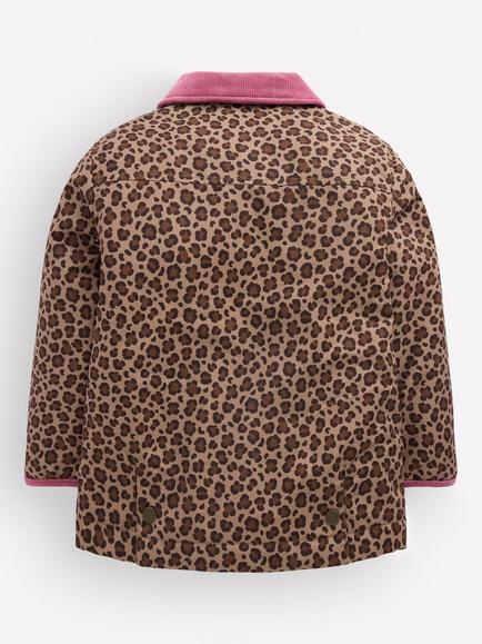 Mini Boden Kids' Quilted Barn Jacket, Brown Leopard - view 2, Brown Leopard