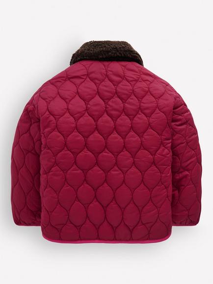 Mini Boden Kids' Reversible Quilted Borg Jacket, Multi - view 2, Multi