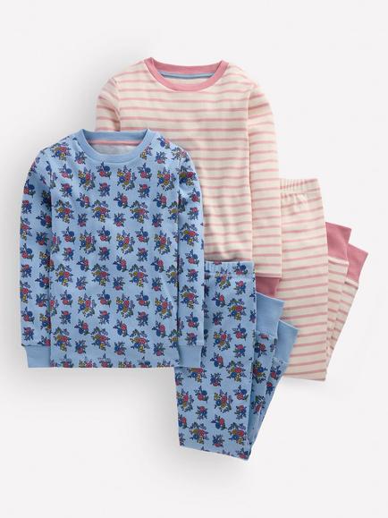 Mini Boden Kids' Long John Pyjama Set, Pack of 2, Multi, Multi