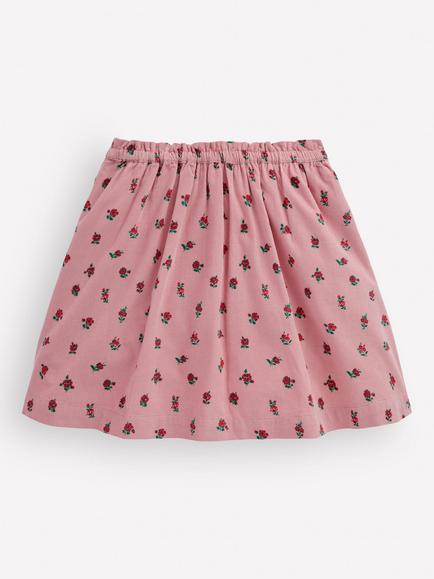 Mini Boden Kids' Floral Button-Through Cotton Skirt, Pink/Multi - view 2, Pink/Multi