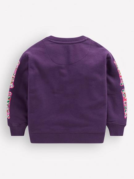 Mini Boden Kids' Bobbie Applique Sweatshirt, Lily Purple Skeleton - view 2, Lily Purple Skeleton