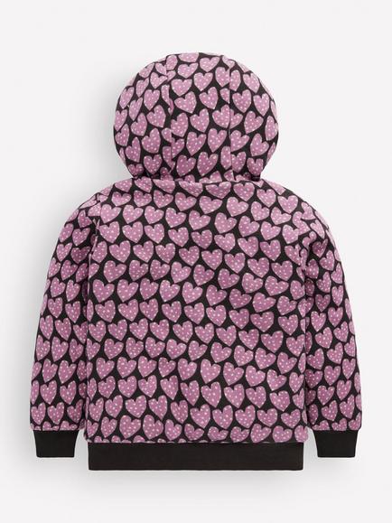 Mini Boden Kids' Reversible Borg Hoodie, Purple/Multi - view 2, Purple/Multi
