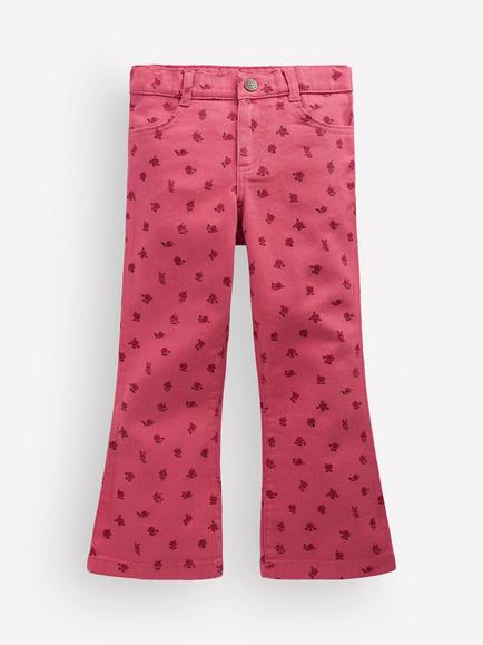 Mini Boden Kids' Floral Kick Flare Jeans, Winter Blush/Multi, Winter Blush/Multi