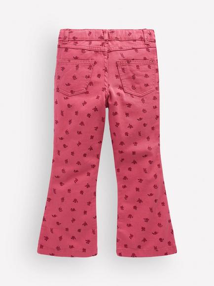Mini Boden Kids' Floral Kick Flare Jeans, Winter Blush/Multi - view 2, Winter Blush/Multi