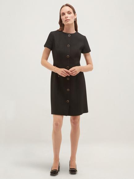 Hobbs Petite Elowen Button Down Dress, Black, Black