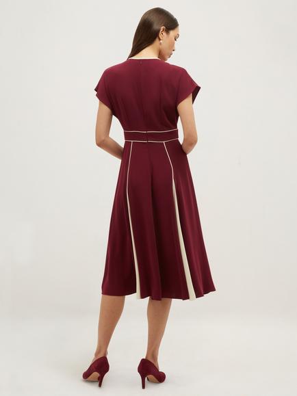 Hobbs Viola Dress, Plum/Cream - view 2, Plum/Cream