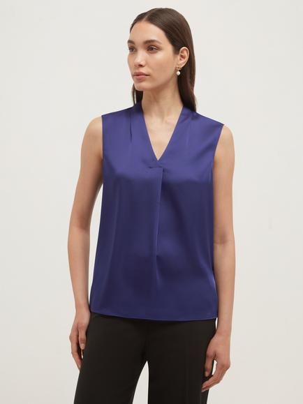 Hobbs Alora Satin Blouse, Violet Blue, Violet Blue