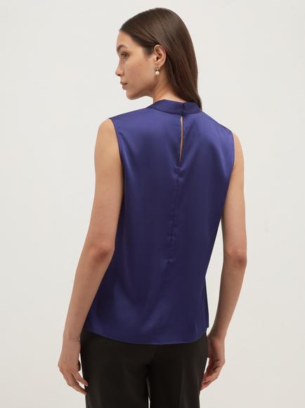 Hobbs Alora Satin Blouse, Violet Blue - view 2, Violet Blue