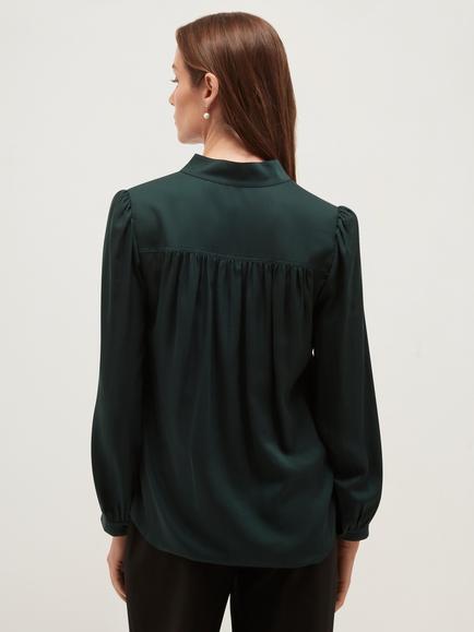 Hobbs Gwen Satin Blouse, Green - view 2, Green