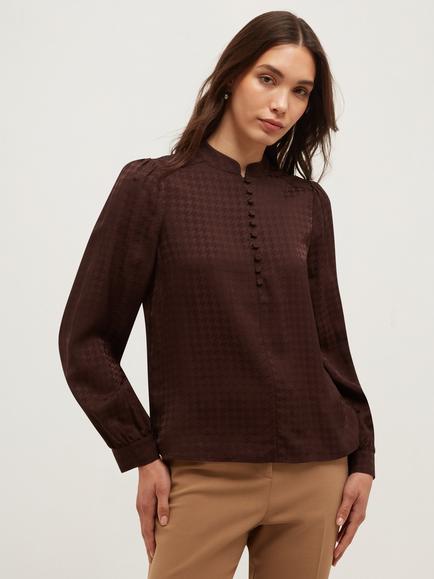 Hobbs Posy Blouse, Brown, Brown