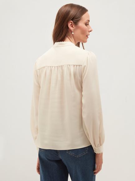 Hobbs Rosie Lace Detail Blouse, Cream - view 2, Cream