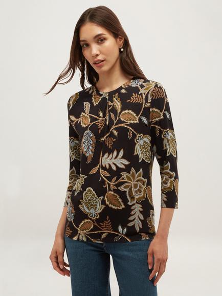 Hobbs Julia Printed Top, Khaki, Khaki