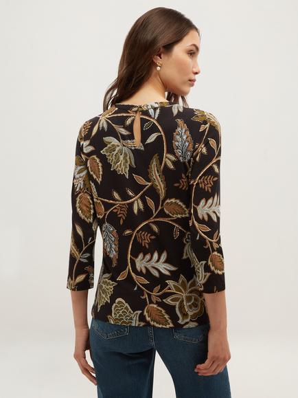 Hobbs Julia Printed Top, Khaki - view 2, Khaki
