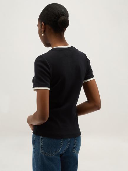 Hobbs Kali Ribbed Top, Navy/Ivory - view 2, Navy/Ivory