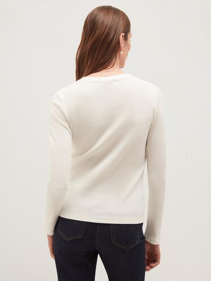 Hobbs Tasmin Button Detail Long Sleeve Top, Cream - view 2, Cream