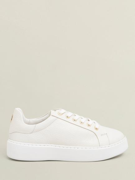 Hobbs Ada Leather Lace Up Trainers, White, White