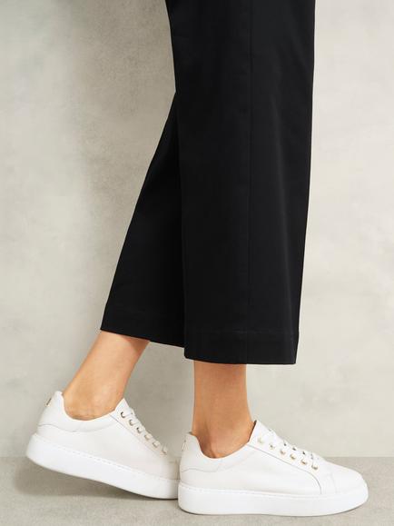 Hobbs Ada Leather Lace Up Trainers, White - view 2, White