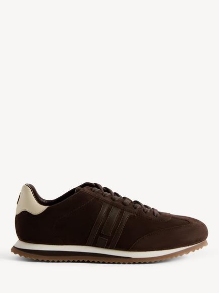 Hobbs Sophie Suede Lace Up Trainers, Brown, Brown