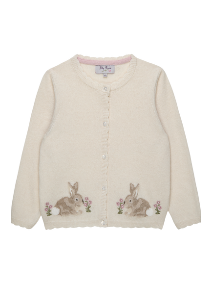 Trotters Kids' Bunny Cardigan, White, White