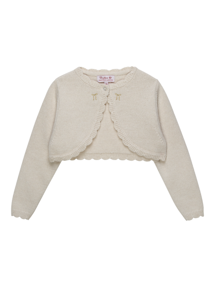 Trotters Kids' Maria Embroidered Bolero Cardigan, White, White