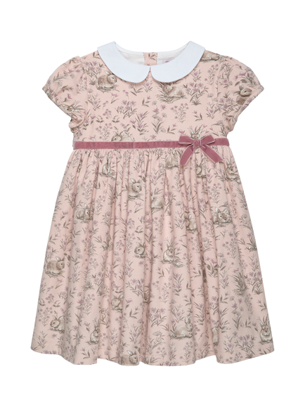 Trotters Kids' Corduroy Short Sleeve Bunny Dress, Pink, Pink