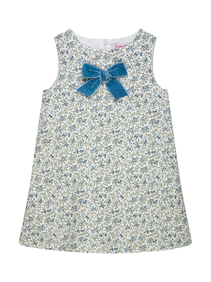 Trotters Kids' Corduroy Floral Pinafore Dress, Blue, Blue