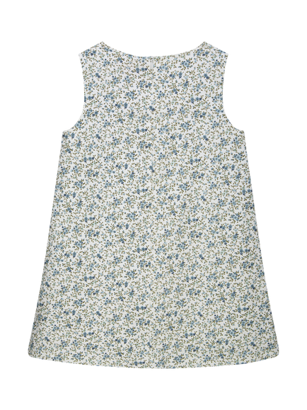 Trotters Kids' Corduroy Floral Pinafore Dress, Blue - view 2, Blue