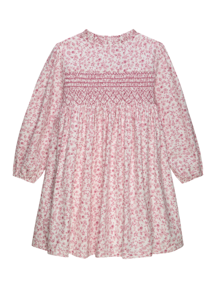 Trotters Kids' Edie Floral Rose Smocked Dress, Pink, Pink