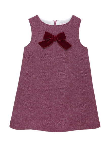 Trotters Kids' Bow Embellished Sleeveless Dress, Claret, Claret