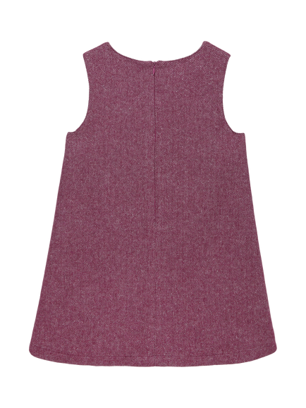 Trotters Kids' Bow Embellished Sleeveless Dress, Claret - view 2, Claret