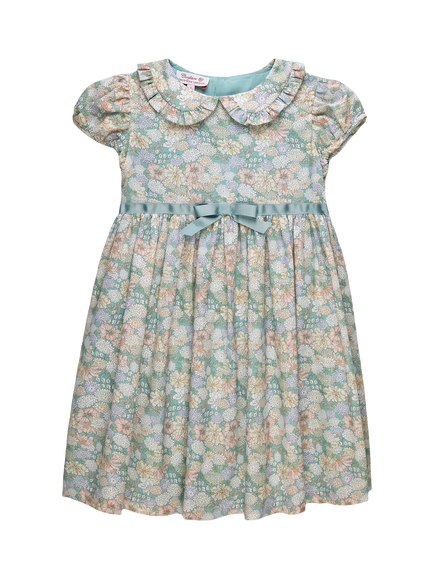 Trotters Kids' Mabel Short Sleeve Floral Print Dress, Green, Green