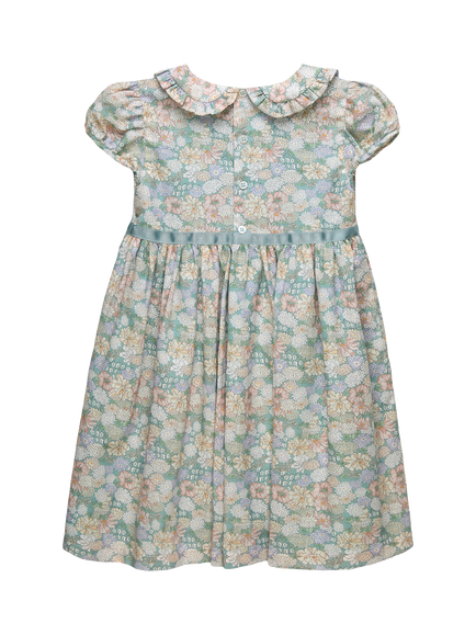 Trotters Kids' Mabel Short Sleeve Floral Print Dress, Green - view 2, Green