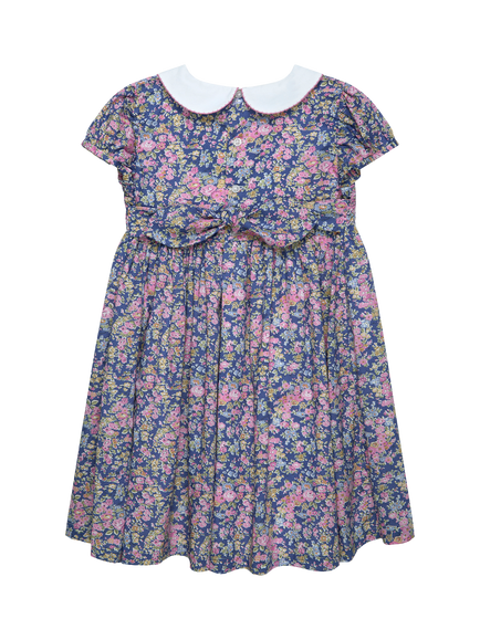 Trotters Kids' Liberty Tatum Print Short Sleeve Smock Dress, Blue - view 2, Blue