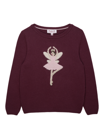 Trotters Kids' Wool Blend Fairy Ballerina Jumper, Claret, Claret