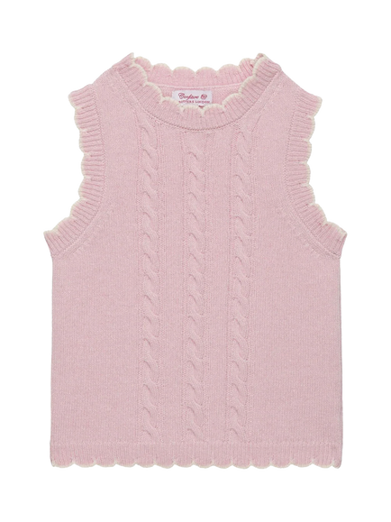 Trotters Kids' Wool Blend Knitted Tank Top, Pink, Pink