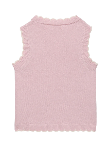 Trotters Kids' Wool Blend Knitted Tank Top, Pink - view 2, Pink