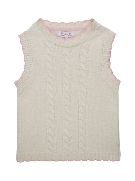Trotters Kids' Wool Blend Knitted Tank Top, Ecru, Ecru