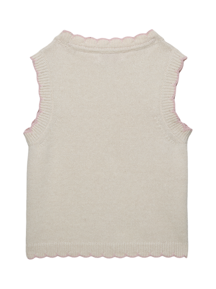 Trotters Kids' Wool Blend Knitted Tank Top, Ecru - view 2, Ecru