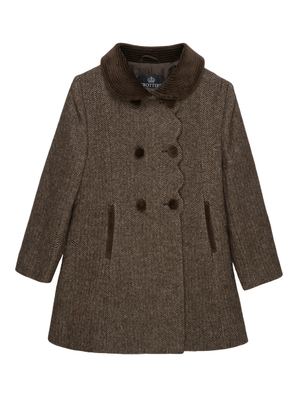 Trotters Kids' Princess Scalloped Coat, Brown, Brown