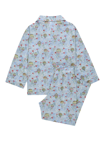 Trotters Kids' Liberty Love In The Air Print Long Sleeve Pyjama Set, Pale Blue/Multi - view 2, Pale Blue/Multi