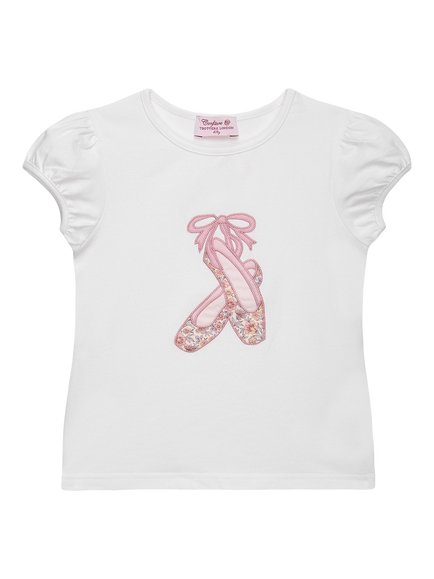 Trotters Kids' Carnation Cotton Ballet T-Shirt, White/Multi, White/Multi