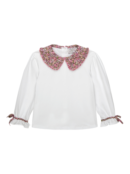 Trotters Kids' Liberty London Chive Long Sleeve Jersey Top, White, White