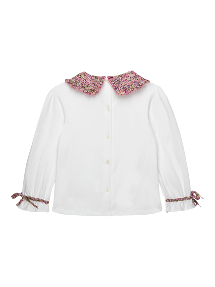 Trotters Kids' Liberty London Chive Long Sleeve Jersey Top, White - view 2, White